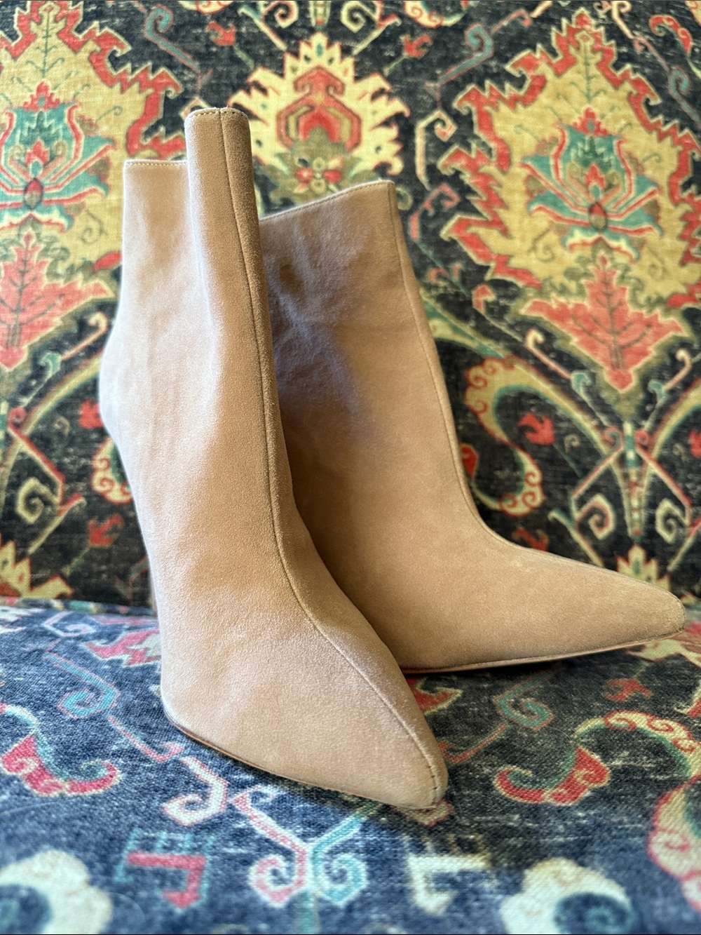 RAYE Taupe Suede Pointed-Toe Ankle Booties